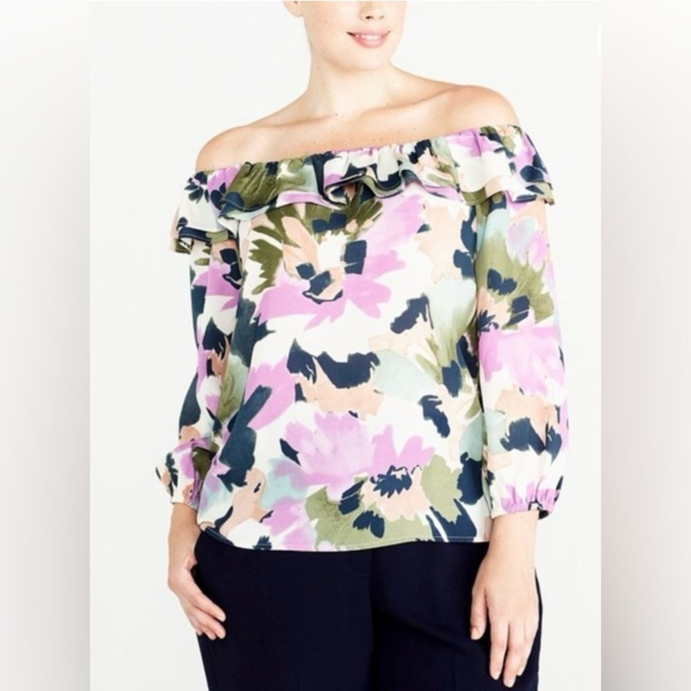 J. Crew Mercantile Watercolor Floral Print Ruffle Chest Convertible Blouse